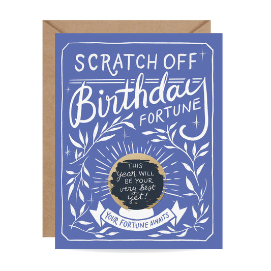 Scratch-off Fortune Card -  Blue Floral Birthday