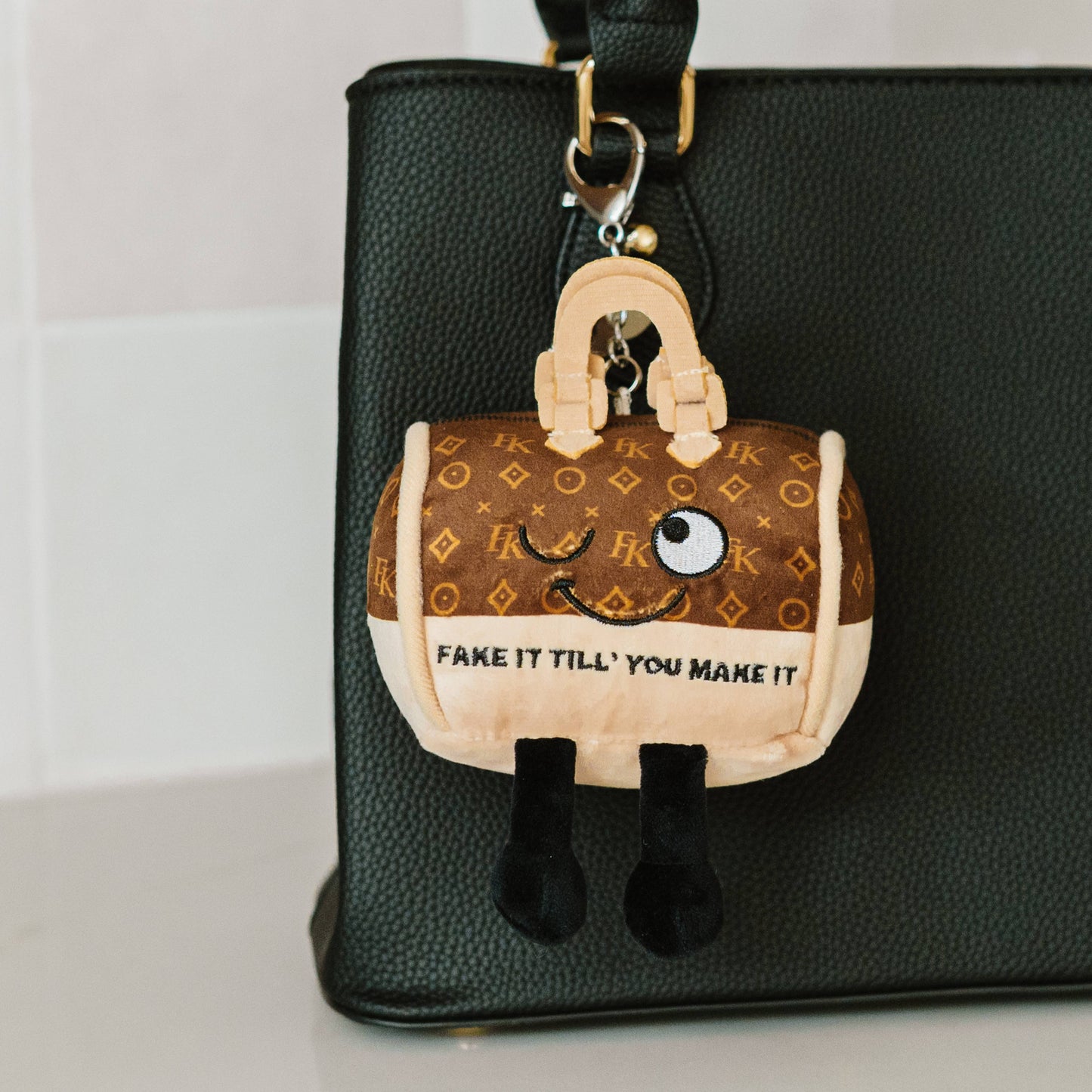 "Fake it" Bag Charm Keychain